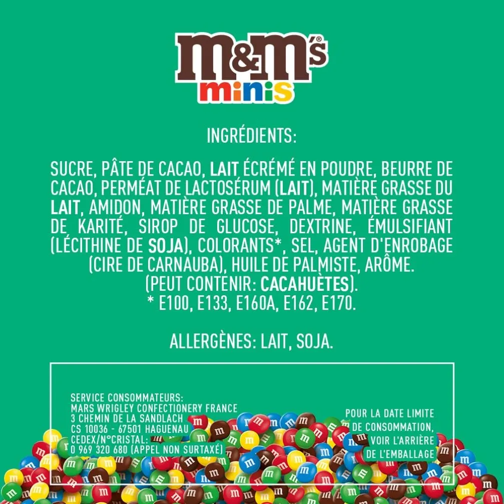 M&M's Minis bonbons chocolat lait 12x115g grand format