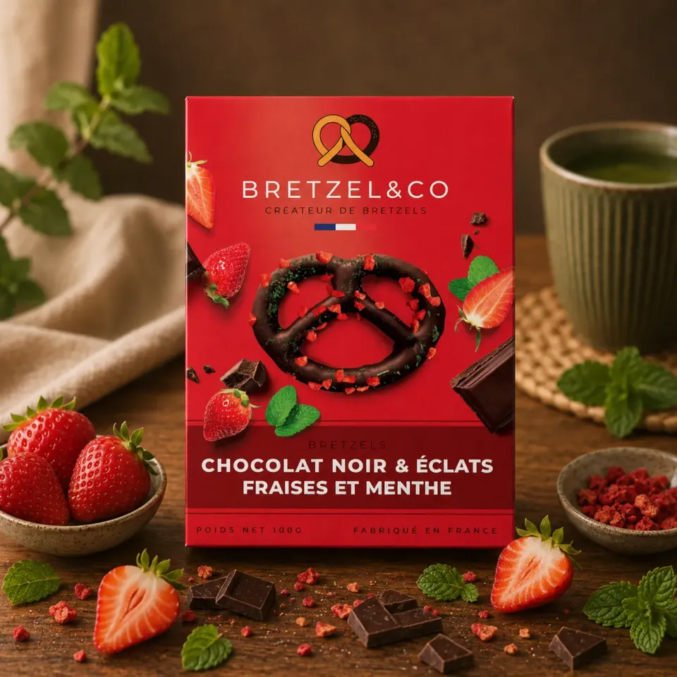 Bretzel & Co bretzel chocolat noir fraise menthe 100g