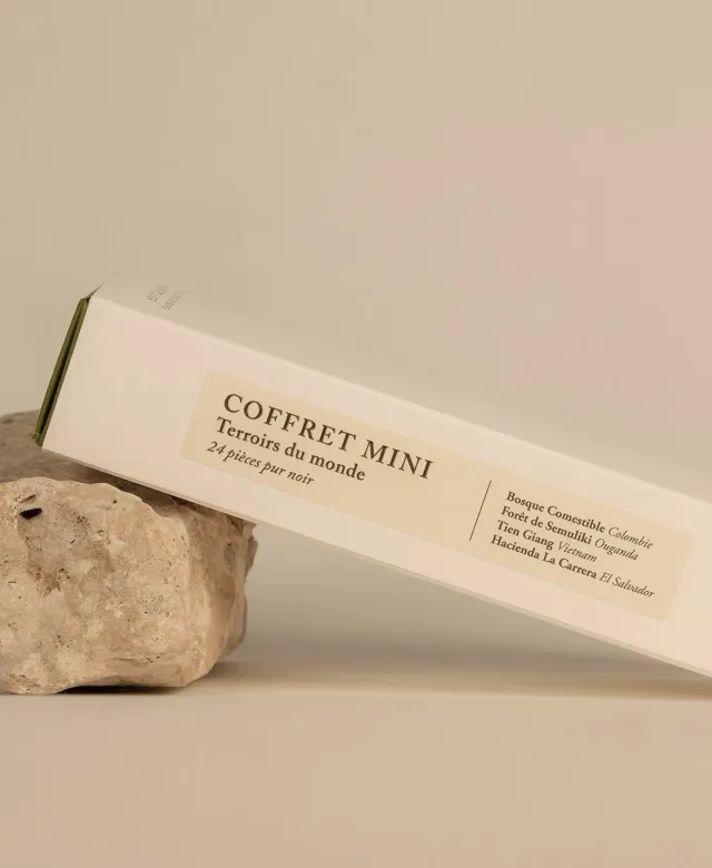 Ôme Terroirs du monde coffret mini chocolats pur noir 24 pièces