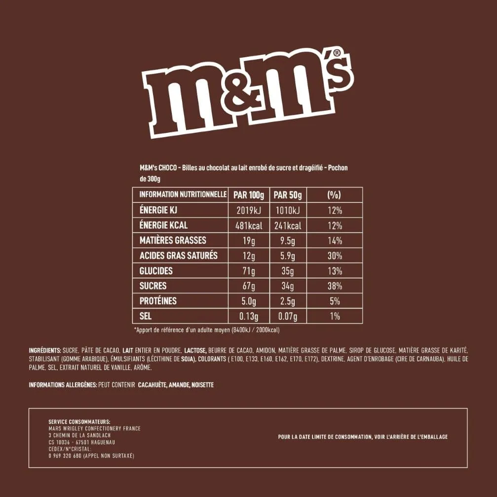 M&M's Choco bonbons chocolat au lait 300g sachet