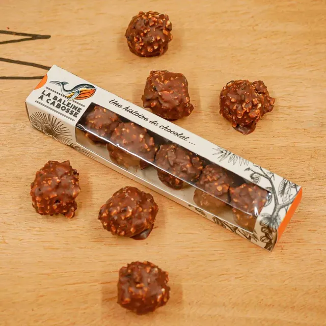 La Baleine à Cabosse rochers lait 50% rochers chocolat praliné boîte 6